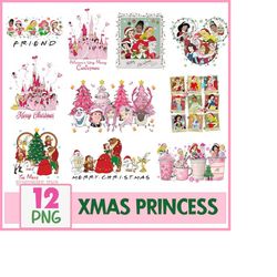 12 Princess Christmas Png Bundle, Merry Christmas Png, Tis The Season Png, Pink Christmas Princess Png, Family Christmas