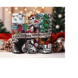 3D Inflated The Nightmare Before Christmas 20oz Skinny Tumbler Wrap PNG, Cartoon Christmas Tumbler Png, Instant Download