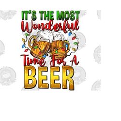It&39s The Most Wonderful Time For A Beer With Christmas Lights Png Sublimation Design, Merry Christmas Clipart, Happy N