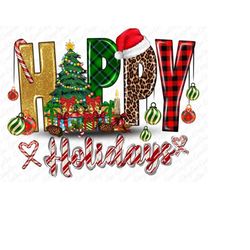 Happy Holidays Png, Merry Christmas PNG, Sublimation Design, Digital Download, Happy Holidays Png, Happy Holidays Design