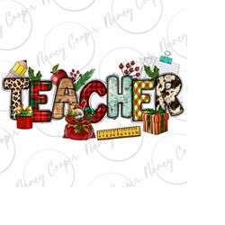 Christmas Teacher png sublimation design download, Merry Christmas png, western Teacher png, Happy New Year png, sublima