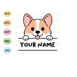 Corgi svg cut file Cute corgi dog Name Label Frame Monogram cutting file Pet vector Funny animal Silhouette Cameo Cricut