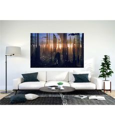 star wars space city canvas painting, fantasy world