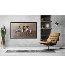 african wall decor, colorful zebra canvas wall art,