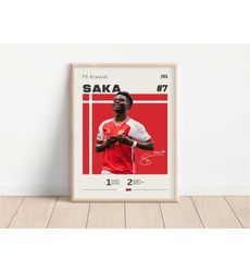 bukayo saka poster, fc arsenal, football print, football