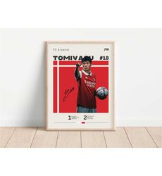 takehiro tomiyasu poster, fc arsenal, football print, football