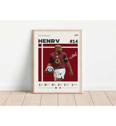 thierry henry poster, fc arsenal, football print, football