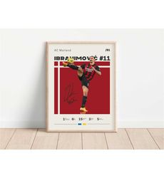 zlatan ibrahimovic poster, ac mailand, football print, football