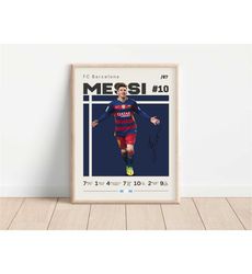 lionel messi poster, fc barcelona, football print, football