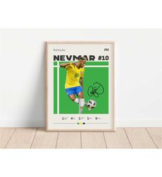 neymar poster, brazil football print, football poster, soccer