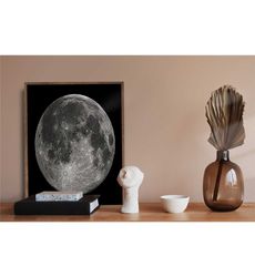 moon canvas,waning gibbous moon with craters canvas art
