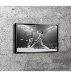 muhammed ali poster boxing knockout black and white
