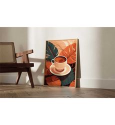 Black Coffee With Floral Print, Coffee Poster, Exhibition