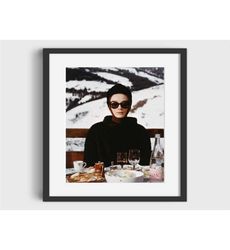 vintage audrey hepburn ski photo print - digital