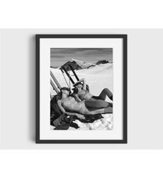 vintage bikini ski girls photo print - digital