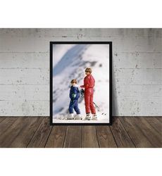 vintage princess diana ski photo print - digital