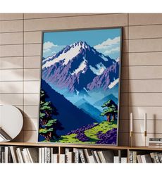 8bit pixel art landscape poster | home decor