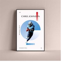chris johnson poster, tennessee titans art print minimalist football wall decor for home living kids game room gym bar m