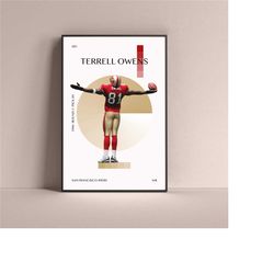 terrell owens poster, san francisco 49ers art print minimalist football wall decor for home living kids game room gym ba