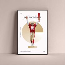 joe montana poster, san francisco 49ers art print minimalist football wall decor for home living kids game room gym bar