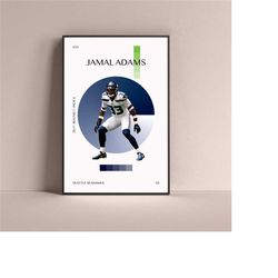 jamal adams poster, seattle seahawks art print minimalist football wall decor for home living kids game room gym bar man