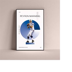 peyton manning poster, indianapolis colts art print minimalist football wall decor for home living kids game room gym ba