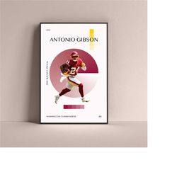 antonio gibson poster, washington commanders art print minimalist football wall decor for home living kids game room gym