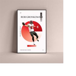 rob gronkowski poster, tampa bay buccaneers art print minimalist football wall decor for home living kids game room gym