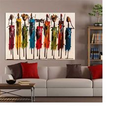abstract african canvas print - masai wall art - colorful african painting - african wall decor - african canvas art - c