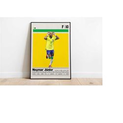 Neymar Poster Digital Download | Printable Wall Art for Soccer Fans | Mid Century Modern Decor for Bedroom & Office Spor