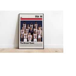 Dream Team Poster Digital Download | Printable Wall Art for Basketball Fans | Mid Century Modern Decor for Bedroom & Off