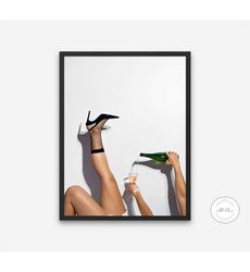 Champagne Fashion Poster INSTANT DOWNLOAD, Classy wall art,