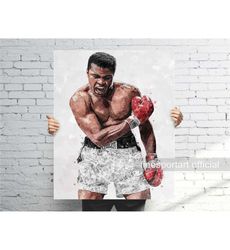 ali poster, canvas wrap, boxing framed print, sports