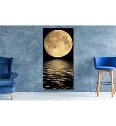 full moon canvas painting , moon reflection on