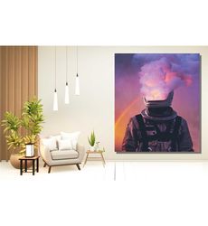 astronaut and her smoke canvas wall art, astronaut