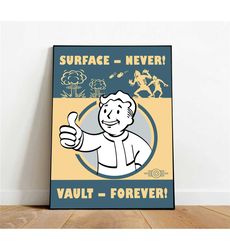 Fallout Vault Boy Poster, Canvas Wall Art, Rolled