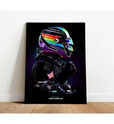 Lewis Hamilton Poster, Formula 1 Wall Art, Carl