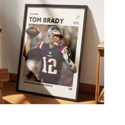 Tom Brady Poster, NFL Poster, New England Patriots Poster Print, Minimalist Poster, Office Wall Art, Tom Brady Patriots