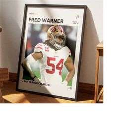 Fred Warner Poster, San Francisco 49ers Poster, NFL Poster, Minimalist, Bedroom Wall Art, Mid Century Modern, 49ers Wall