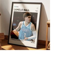 lamelo ball poster, charlotte hornets poster, nba poster, minimalist sports poster, office wall art, lamelo ball wall ar