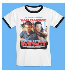90&39s Double Impact Action Movie Poster T-shirt -