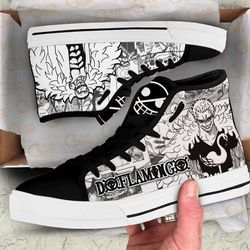 Donquixote Doflamingo High Top Shoes Black White For Fans One Piece Anime