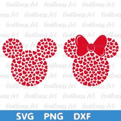 Bundle Mouse Icon Red Heart Svg Png, Valentine Day Svg,Cupid Lover Svg, Couple Svg, Love XOXO Cricut Sublimation