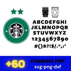Starbucks font SVG PNG DXF,digital files