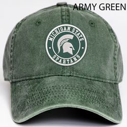 Michigan State Spartans NCAA Embroidered Distressed Hat, NCAA Michigan State Spartans Logo Embroidered Hat, Baseball Cap