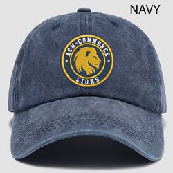 Texas AM Commerce Lions NCAA Embroidered Distressed Hat, NCAA Texas AM Commerce Lions Logo Embroidered Hat, Baseball Cap