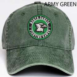 North Dakota Fighting Hawks NCAA Embroidered Distressed Hat, NCAA North Dakota Logo Embroidered Hat, Baseball Cap