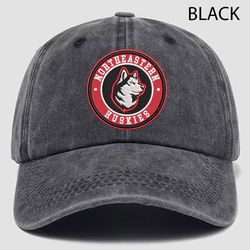 Northeastern Huskies NCAA Embroidered Distressed Hat, NCAA Northeastern Huskies Embroidered Hat, Baseball Cap