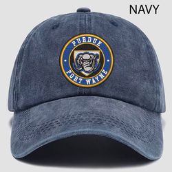 Purdue Fort Wayne Mastodons NCAA Embroidered Distressed Hat, NCAA Purdue Fort Wayne Logo Embroidered Hat, Baseball Cap