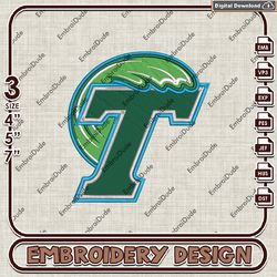Tulane Green Wave NCAA Logo Emb Files, Tulane Green Wave Embroidery Design, NCAA Team Machine Embroidery Files